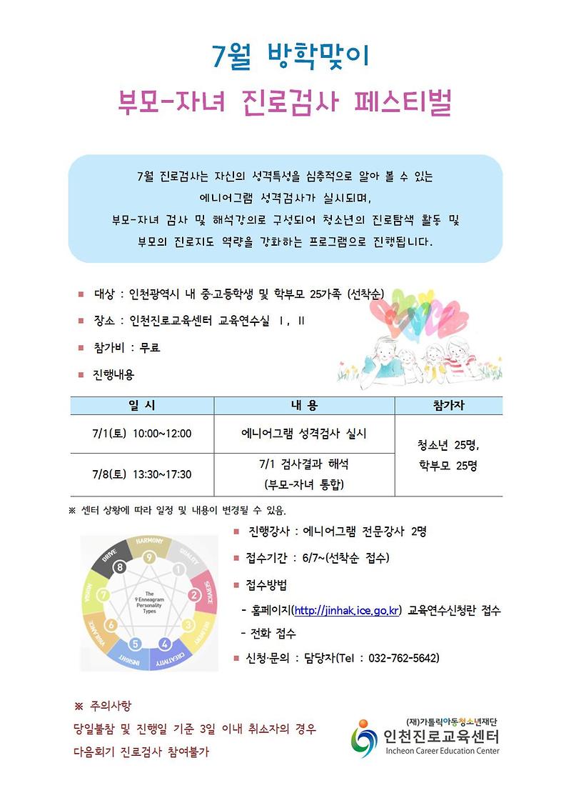 7월 진로검사 프로그램 안내(에니어그램 부모자녀검사)001.jpg 이미지