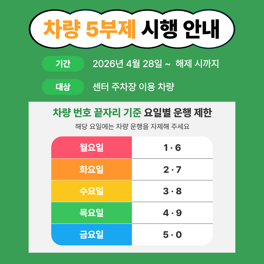 차량 5부제 적용 안내